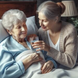 ai generated, family, care for the elderly, help, support, people, love, hands, drink